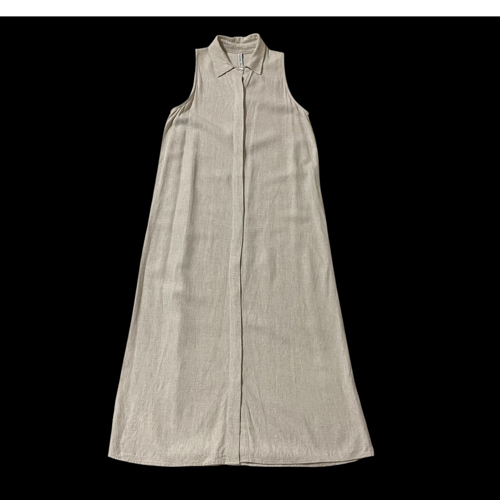 Rachel Pally Womens XS Oatmeal Linen Blend Sleeveless Collared Maxi Dress USA - Picture 9 of 9